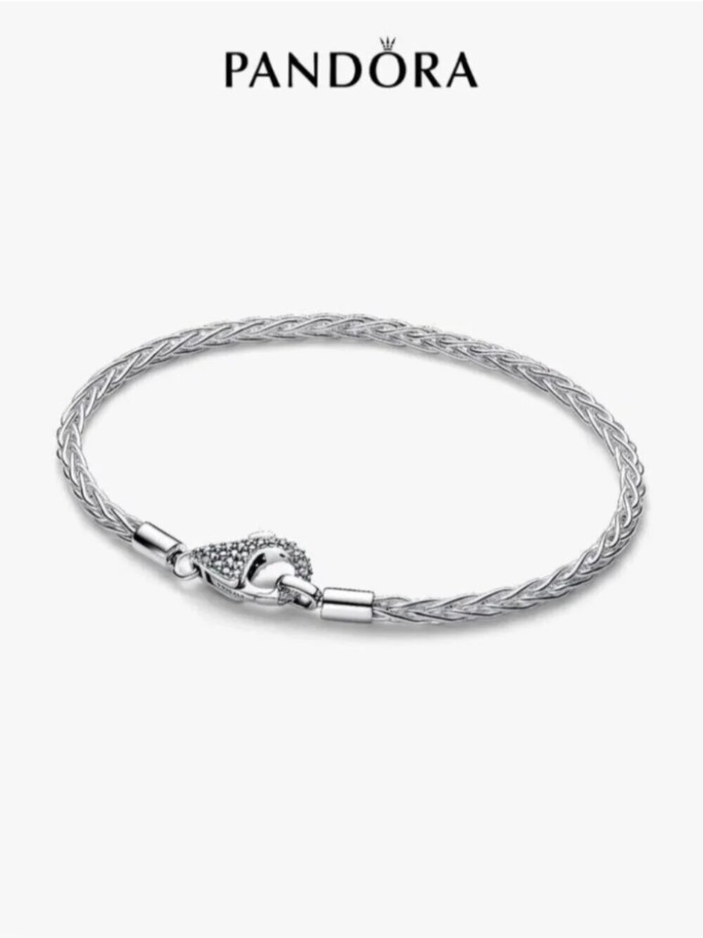 Pandora Pavé Clasp Foxtail Chain Charm Bracelet
